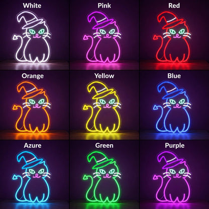 Cat Wearing Witch Hat LED Neon Sign - Shineneon