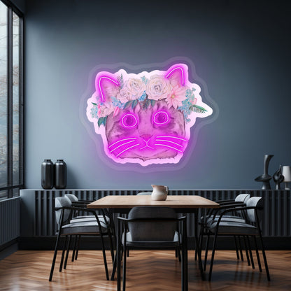 Cat With Flower Crown Neon Signs - Shineneon