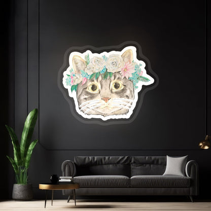 Cat With Flower Crown Neon Signs - Shineneon