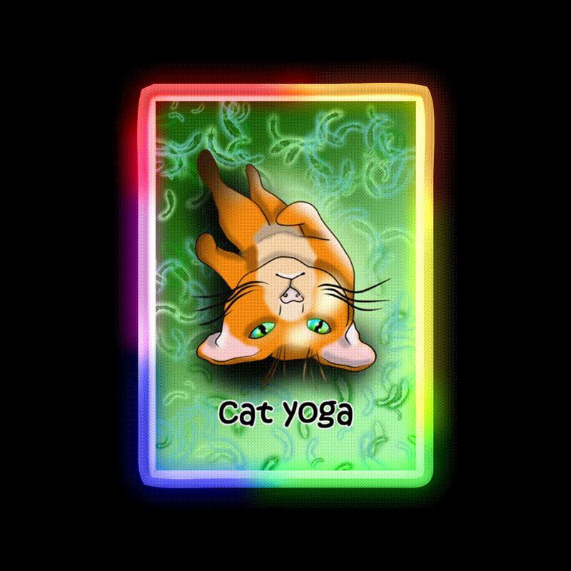 Cat Yoga Shavashana Yoga Led Neon Sign For Wellness Space Rgb Color