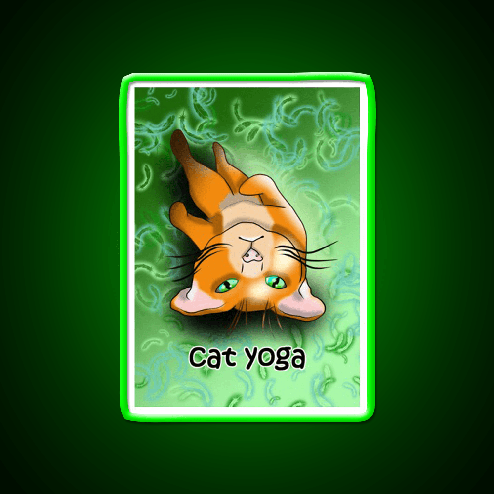 Cat Yoga Shavashana Yoga Led Neon Sign For Wellness Space Rgb Color - Shineneon