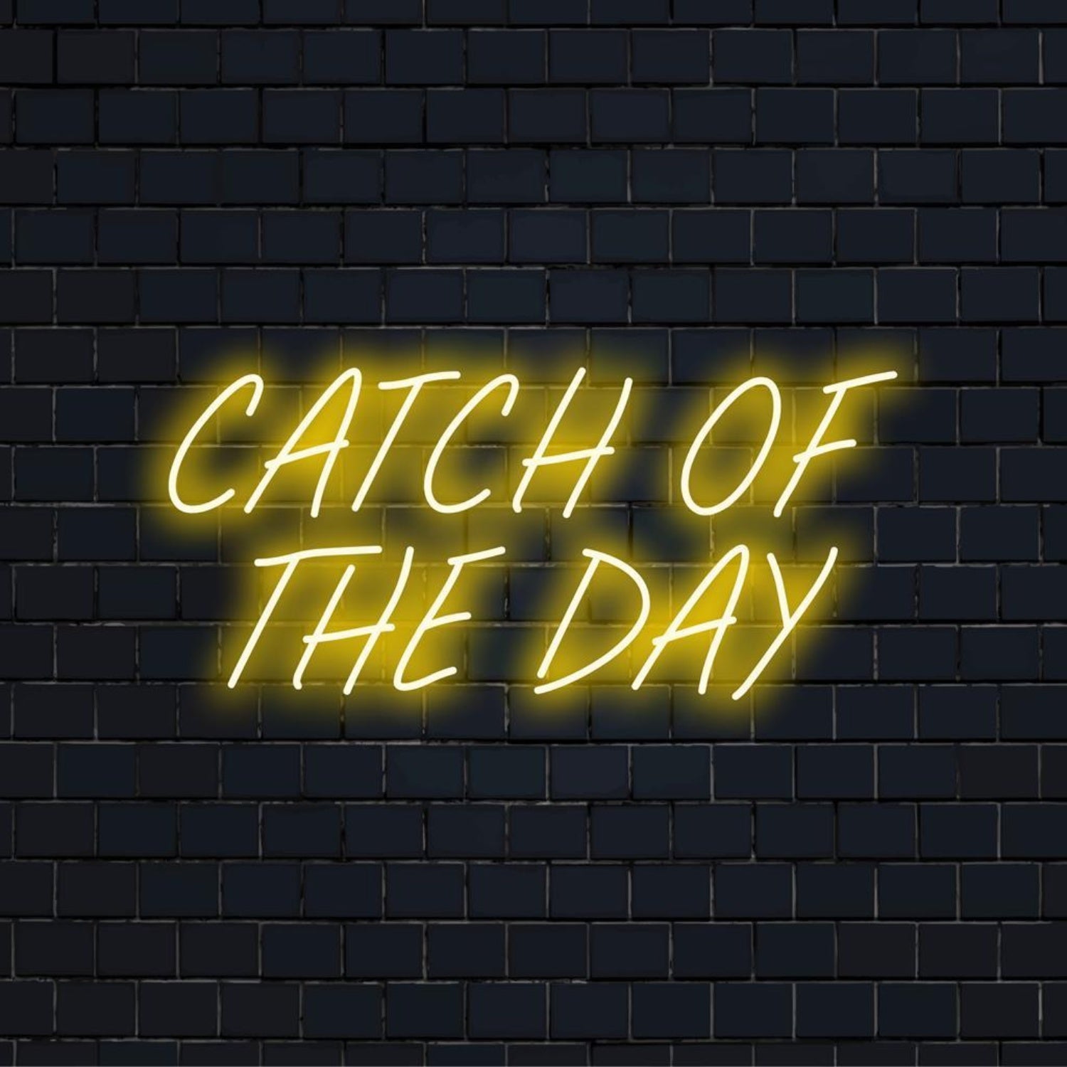 Catch Of The Day Glowing Yellow Script Led Neon Sign For Restaurant Bar Decor | Shineneon
