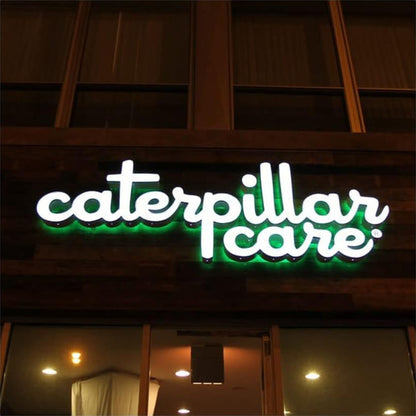Caterpillar Care 3D Frontlit And Backlit Channel Letter Led Light Sign