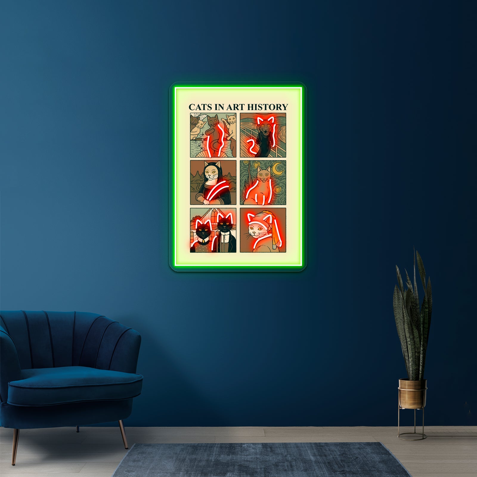 Cats In Art History Artwork Business Neon Sign