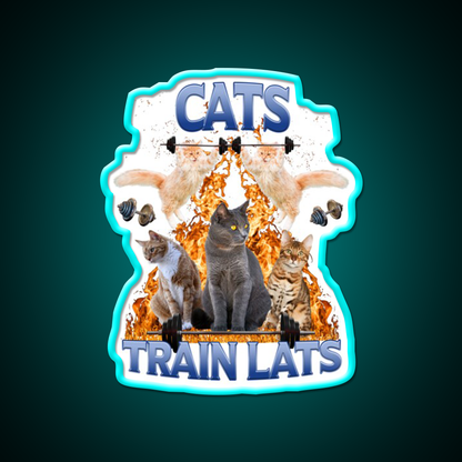 Cats Train Lats Gym Fitness Led Neon Sign Rgb Color - Size and dimension reference