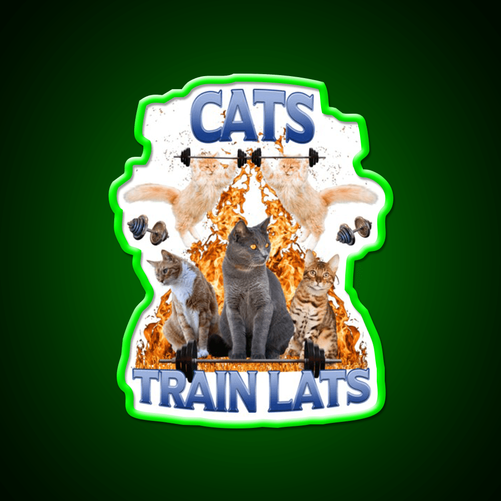 Cats Train Lats Gym Fitness Led Neon Sign Rgb Color - Shineneon