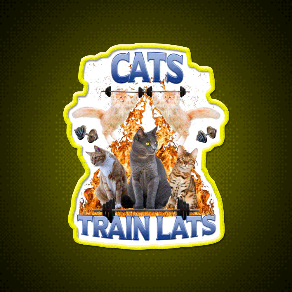 Cats Train Lats Gym Fitness Led Neon Sign Rgb Color - Custom LED neon sign front view
