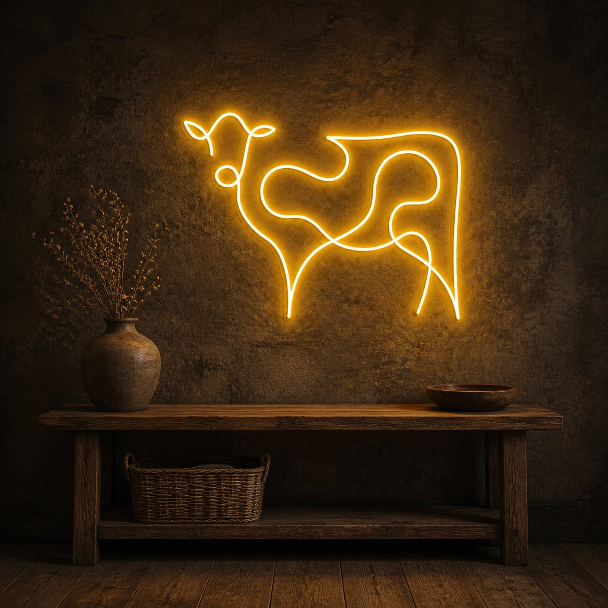 Cattle Cow Head Vintage LED Neon Sign size image