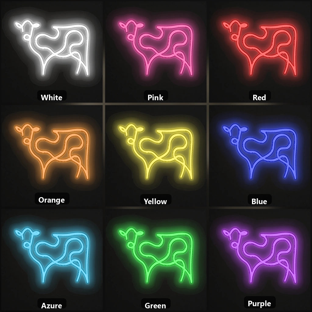Cattle Cow Head Vintage LED Neon Sign color grid