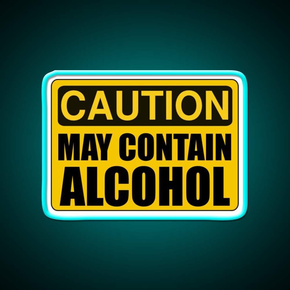 Caution May Contain Alcohol Beer Bar Decor Led Neon Sign Rgb Color - Size and dimension reference