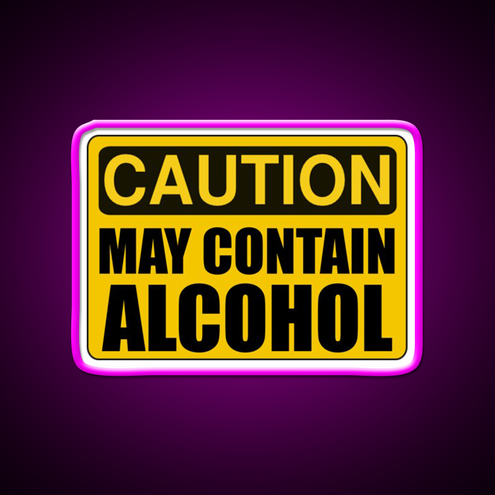 Caution May Contain Alcohol Beer Bar Decor Led Neon Sign Rgb Color - Neon sign mounted on wall in room
