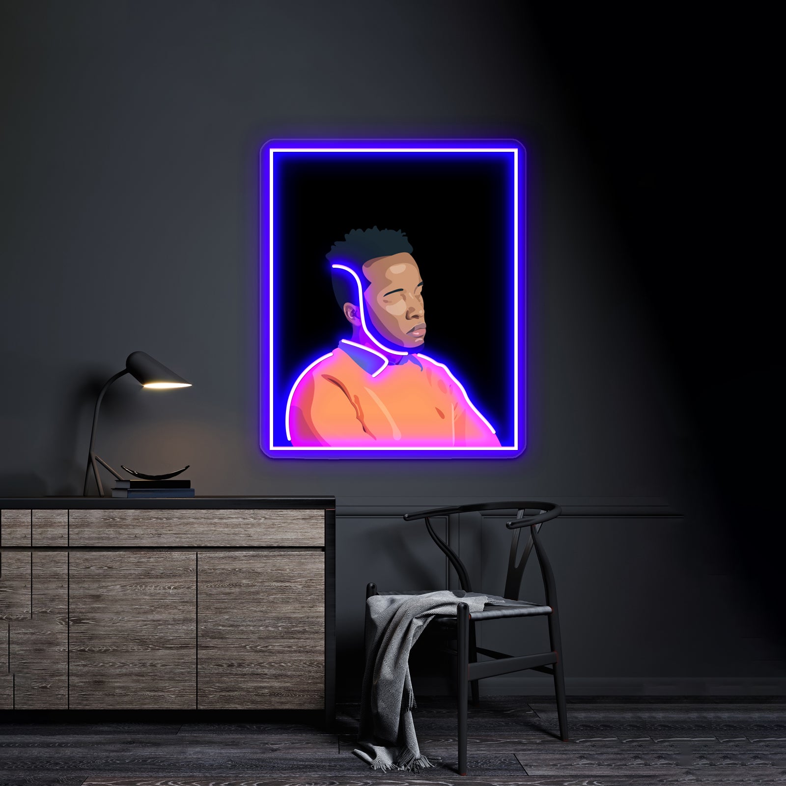 Cautious Clay Black Background Wall Artwork Neon Signs | Shineneon