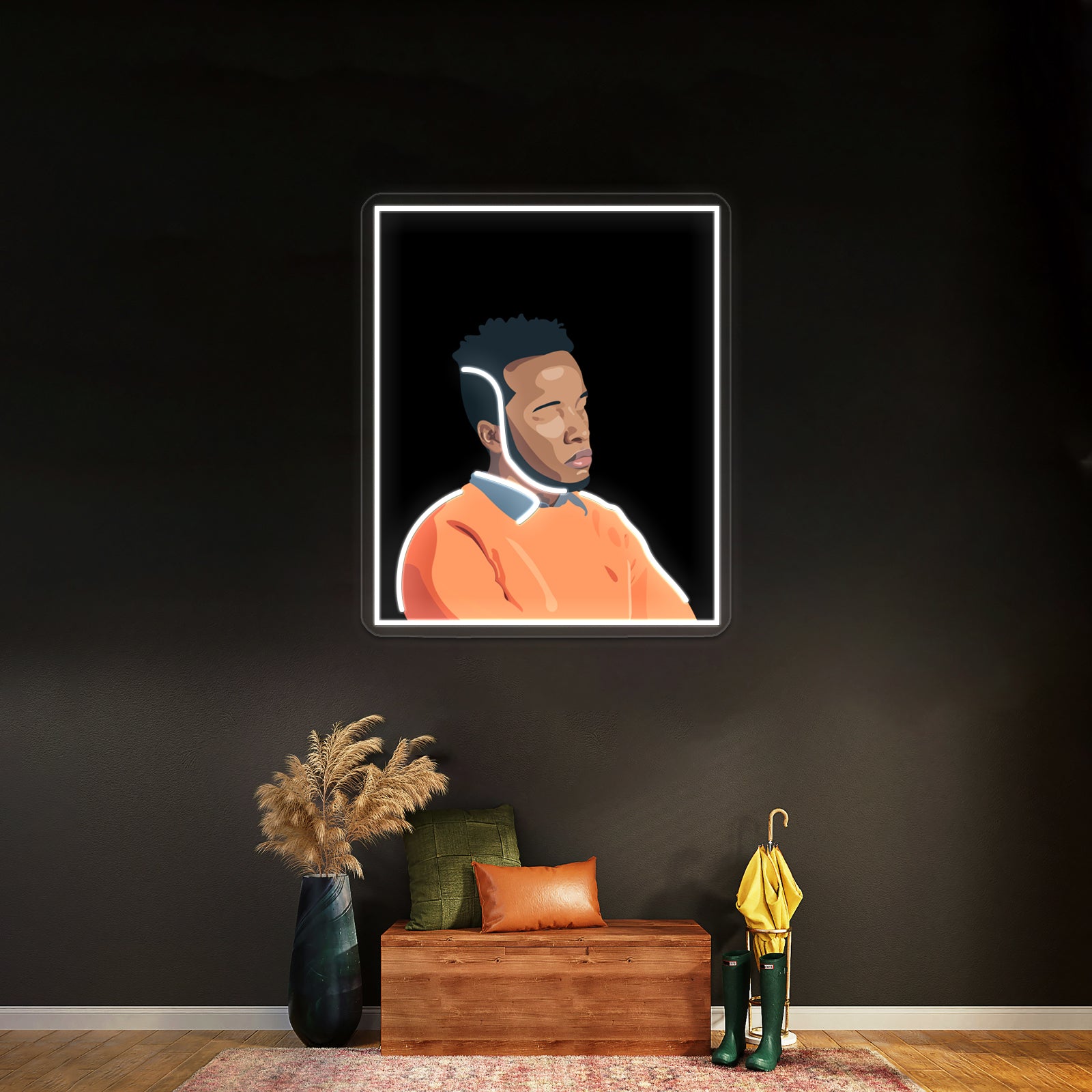 Cautious Clay Black Background Wall Artwork Neon Signs | Shineneon