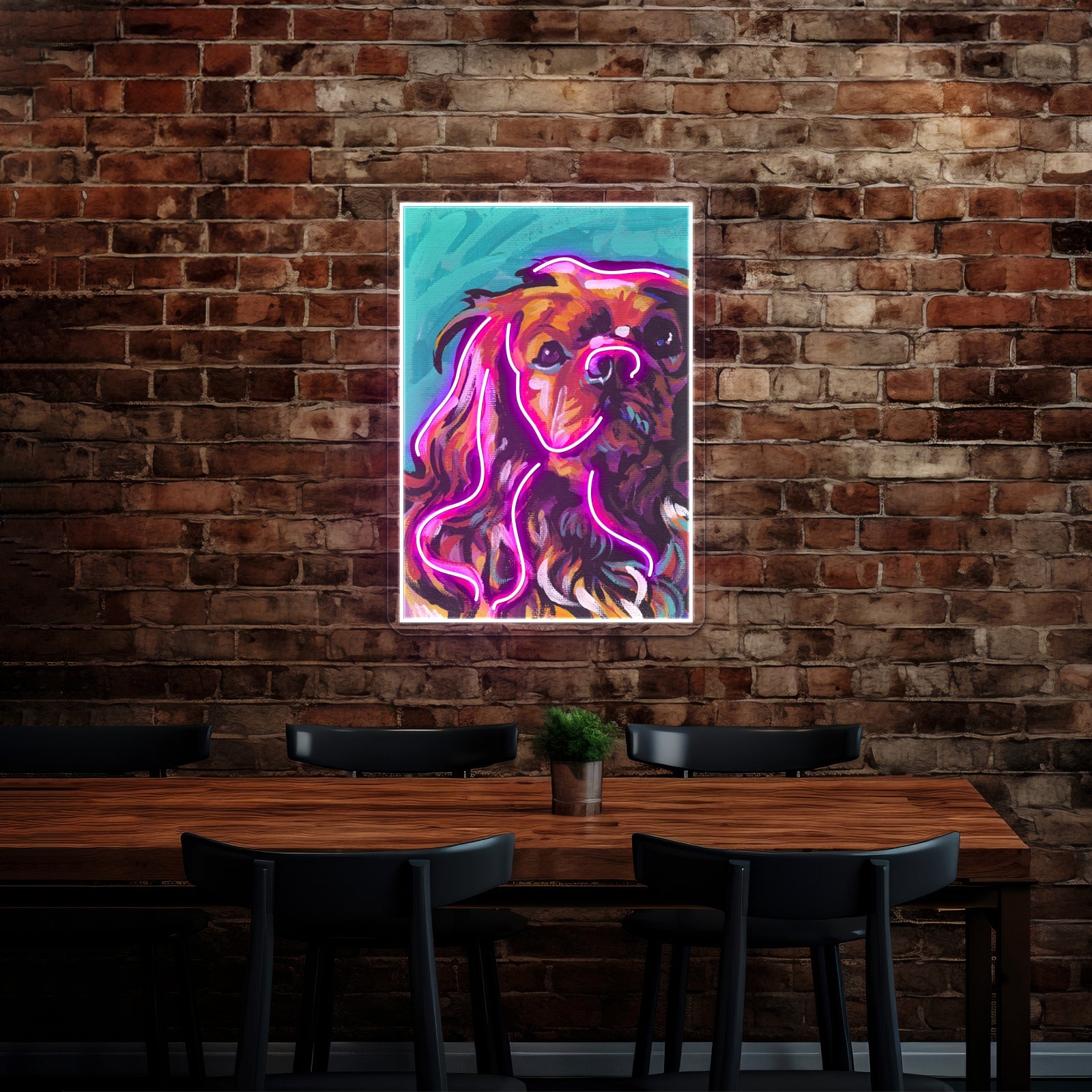 Cavalier King Charles Spaniel Colorful Dog Artwork Business Neon Sign - Shineneon