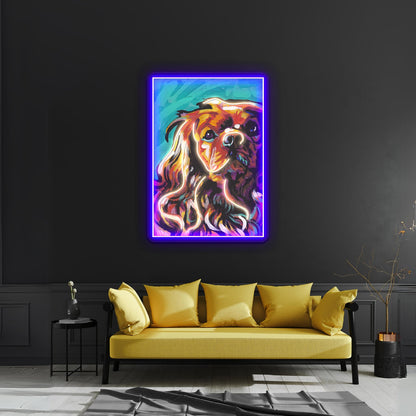 Cavalier King Charles Spaniel Colorful Dog Artwork Business Neon Sign - Shineneon