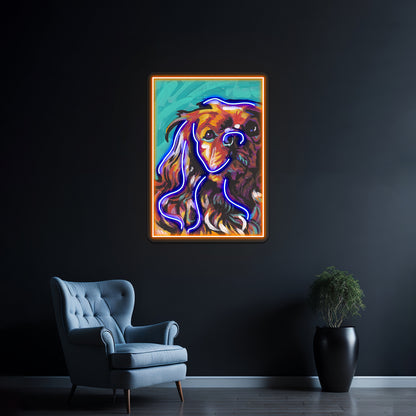 Cavalier King Charles Spaniel Colorful Dog Artwork Business Neon Sign