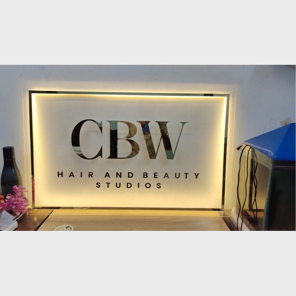 Cbw Hair And Beauty Studios Acrylic Business Logo Sign - Shineneon