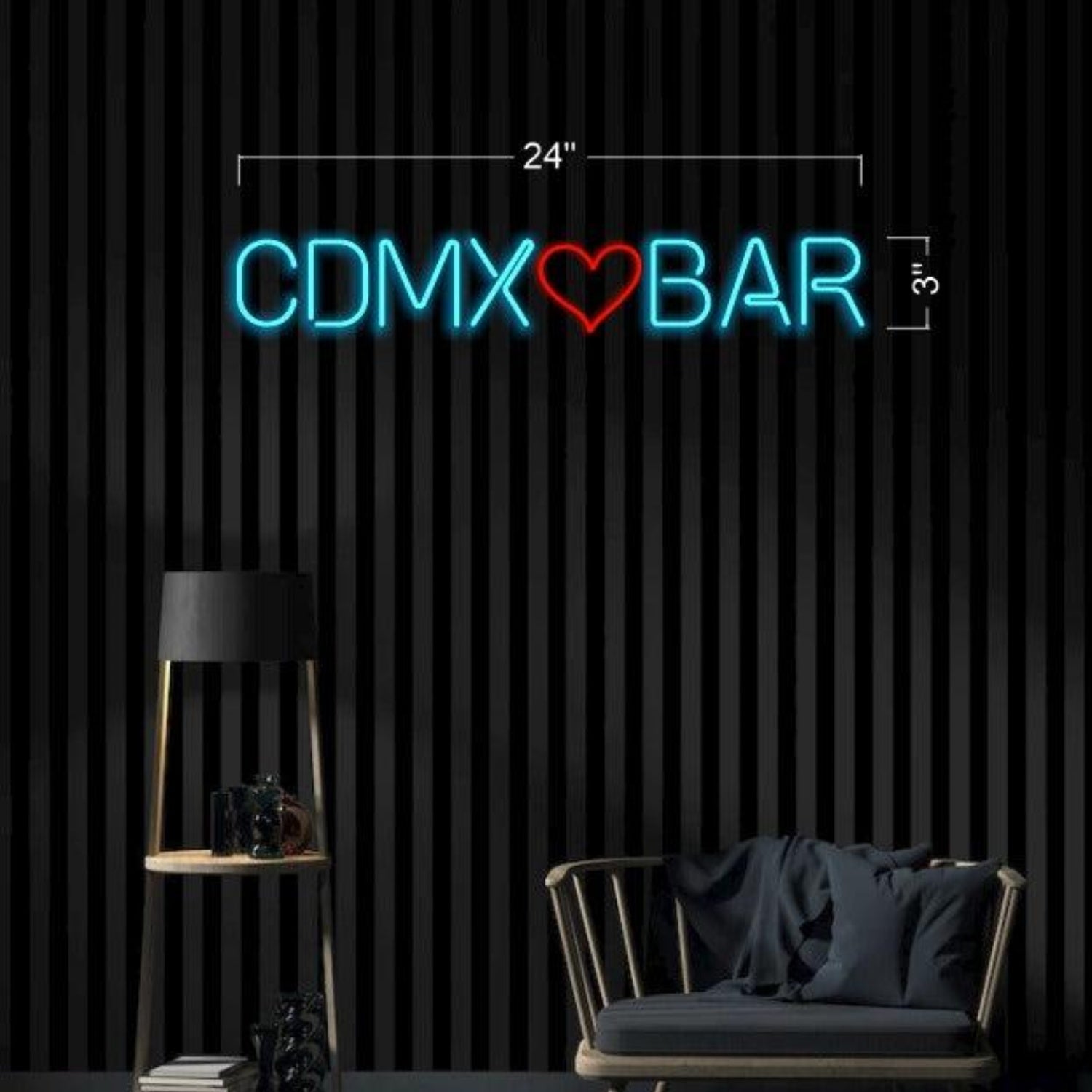 Cdmx Bar Blue And Red Heart Led Neon Sign For Indoor Bar Restaurant Studio Decor | Shineneon