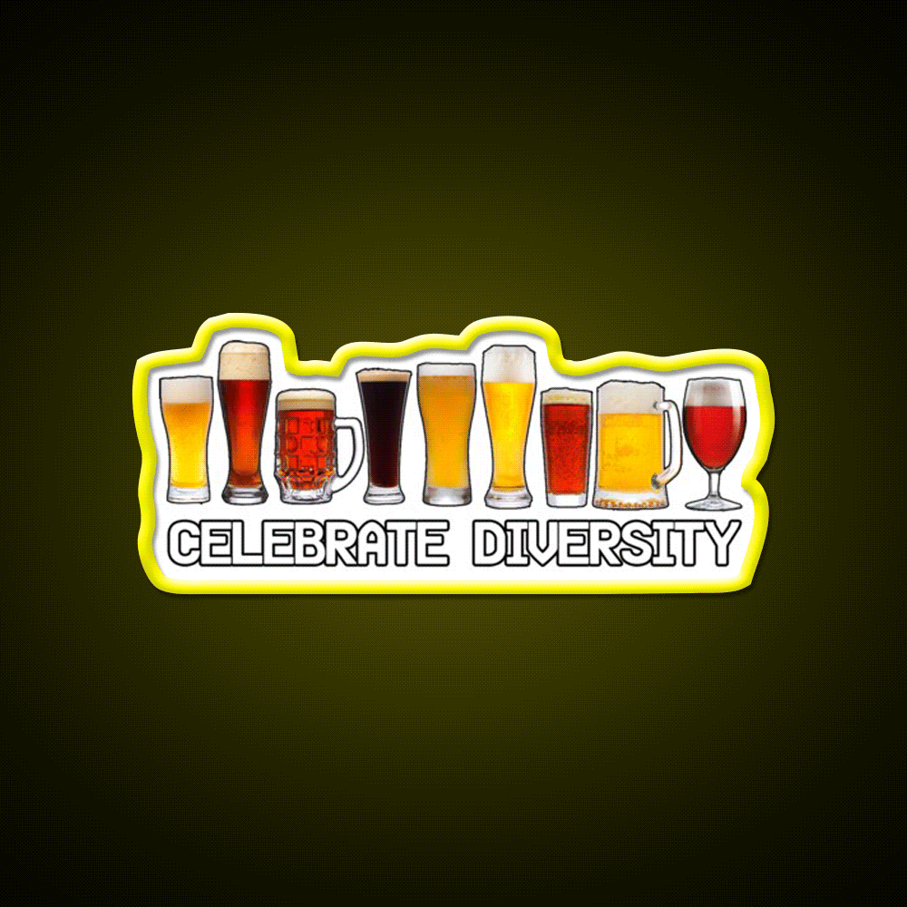 Celebrate Diversity Beer Bar Decor Led Neon Sign Rgb Color - Custom LED neon sign front view