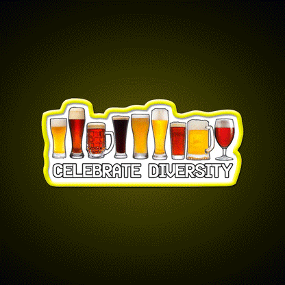 Celebrate Diversity Beer Bar Decor Led Neon Sign Rgb Color - Custom LED neon sign front view