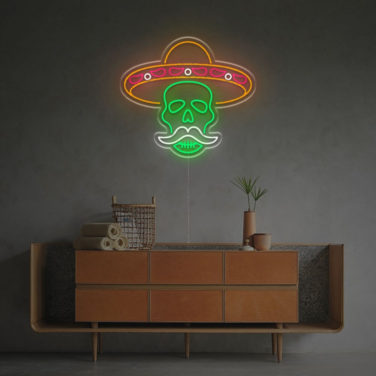 Celebrate With Vibrant Style Skull In Sombrero For Day Led Neon Sign | Shineneon