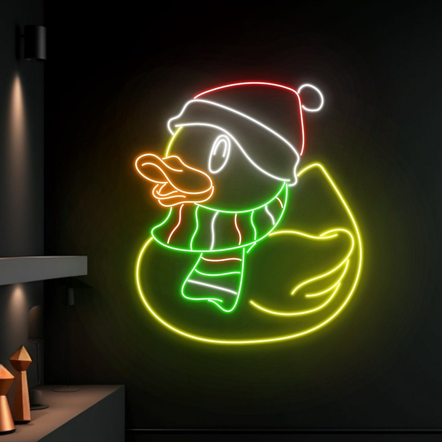 Celebrations Duck Christmas Hat Led Neon Sign For Home - Shineneon