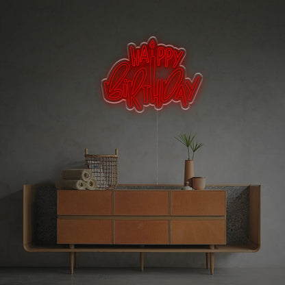 Celebrations Happy Birthday With Candle Led Neon Sign | Shineneon