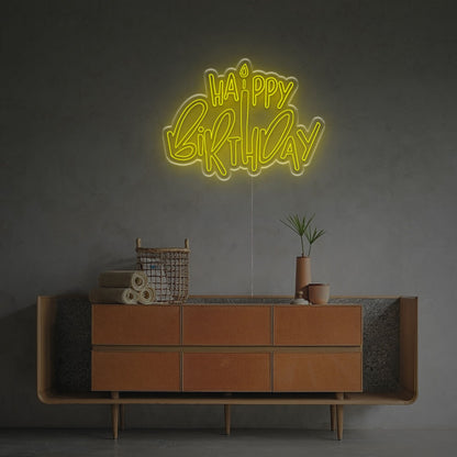 Celebrations Happy Birthday With Candle Led Neon Sign | Shineneon