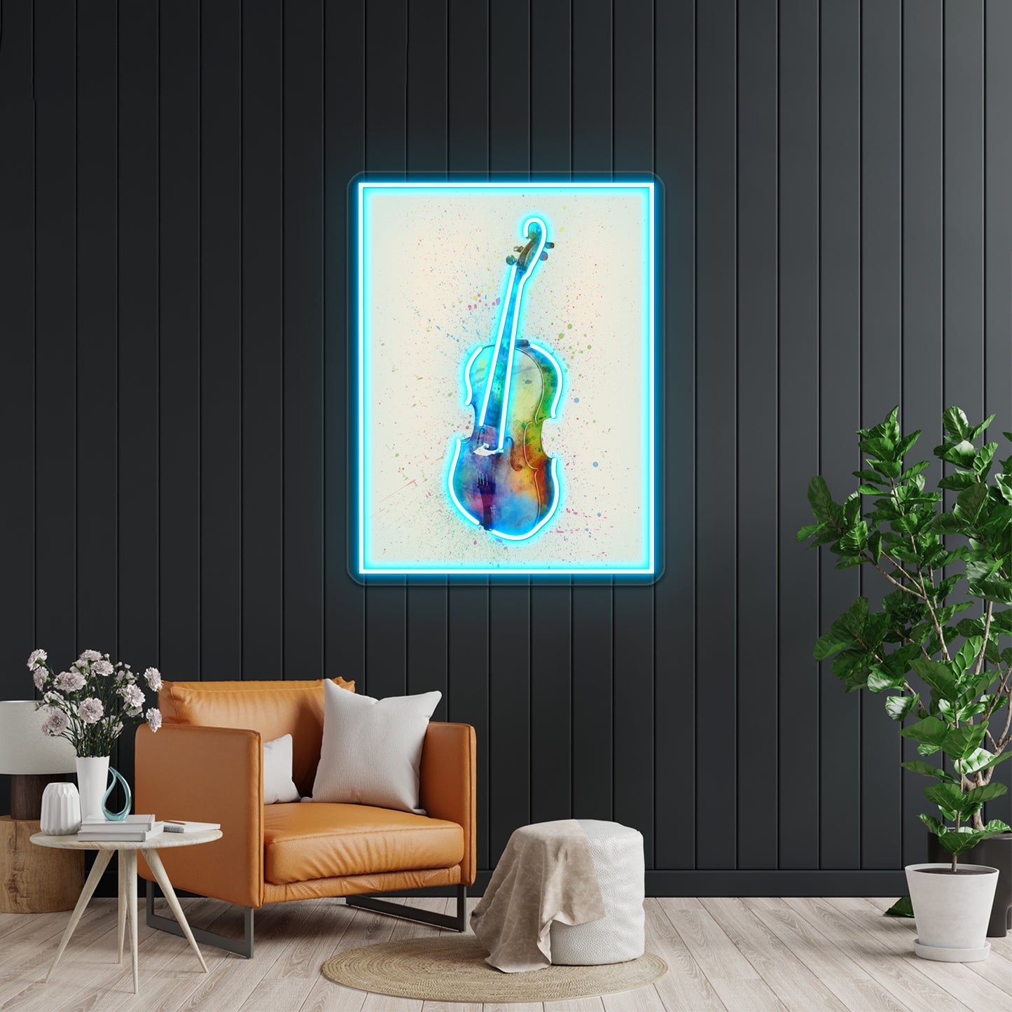 Cello Abstract Watercolor Wall Artwork Neon Signs