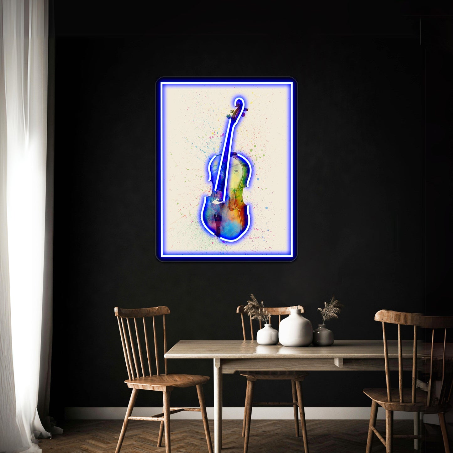 Cello Abstract Watercolor Wall Artwork Neon Signs