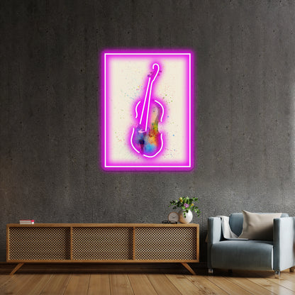 Cello Abstract Watercolor Wall Artwork Neon Signs