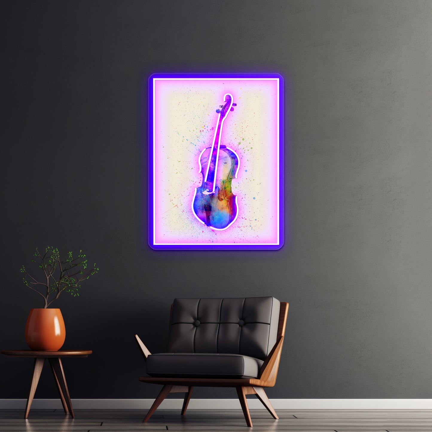 Cello Abstract Watercolor Wall Artwork Neon Signs