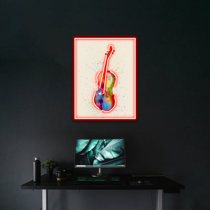 Cello Abstract Watercolor Wall Artwork Neon Signs