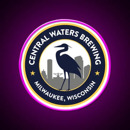 Central Waters Brewing Beer Bar Decor Led Neon Sign Rgb Color - Neon sign mounted on wall in room