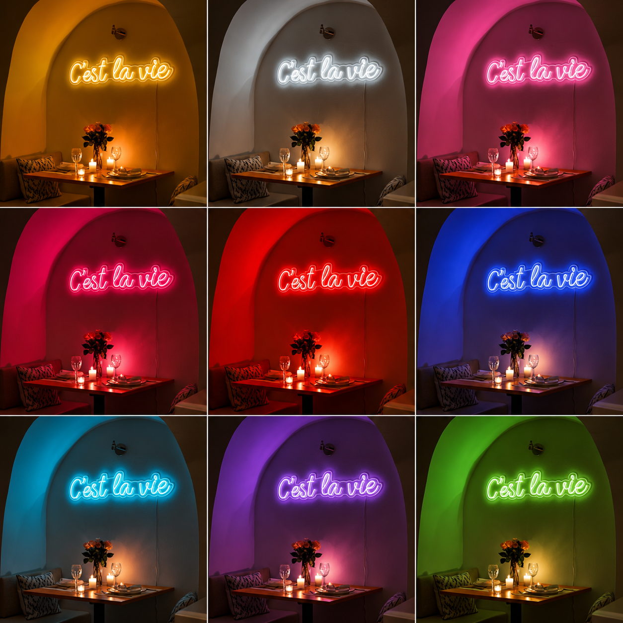 C'est La Vie LED Neon Sign Wall Neon Sign - 05 Color Grid