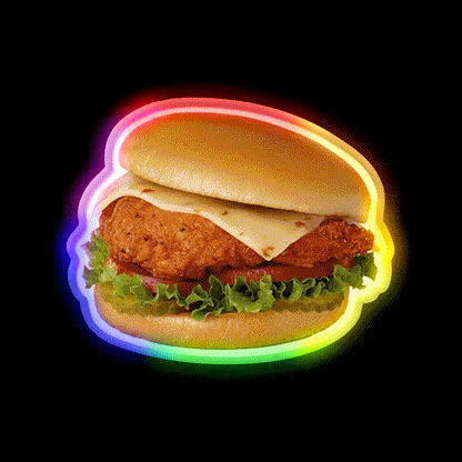 Cfa Spicy Chicken Sandwich Fast Food Led Neon Sign For Burger Place Rgb Color - LED neon sign close-up detail