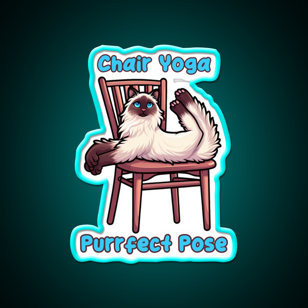 Chair Yoga Cat Pose Yoga Led Neon Sign For Wellness Space For Yogis Rgb Color