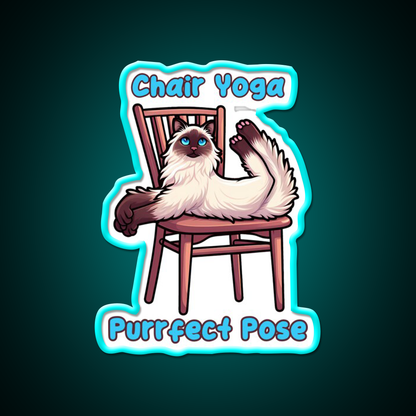Chair Yoga Cat Pose Yoga Led Neon Sign For Wellness Space For Yogis Rgb Color