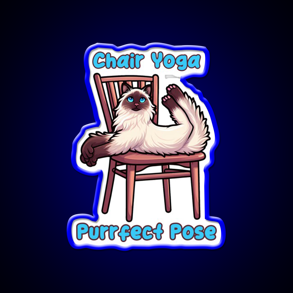 Chair Yoga Cat Pose Yoga Led Neon Sign For Wellness Space For Yogis Rgb Color