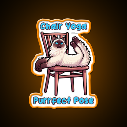 Chair Yoga Cat Pose Yoga Led Neon Sign For Wellness Space For Yogis Rgb Color
