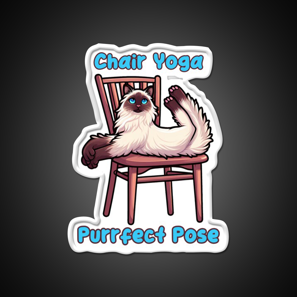 Chair Yoga Cat Pose Yoga Led Neon Sign For Wellness Space For Yogis Rgb Color
