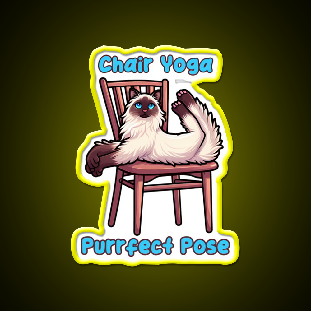 Chair Yoga Cat Pose Yoga Led Neon Sign For Wellness Space For Yogis Rgb Color
