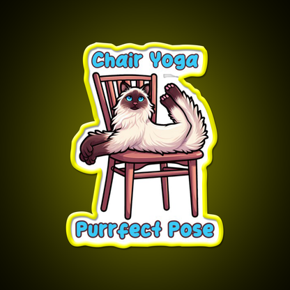 Chair Yoga Cat Pose Yoga Led Neon Sign For Wellness Space For Yogis Rgb Color