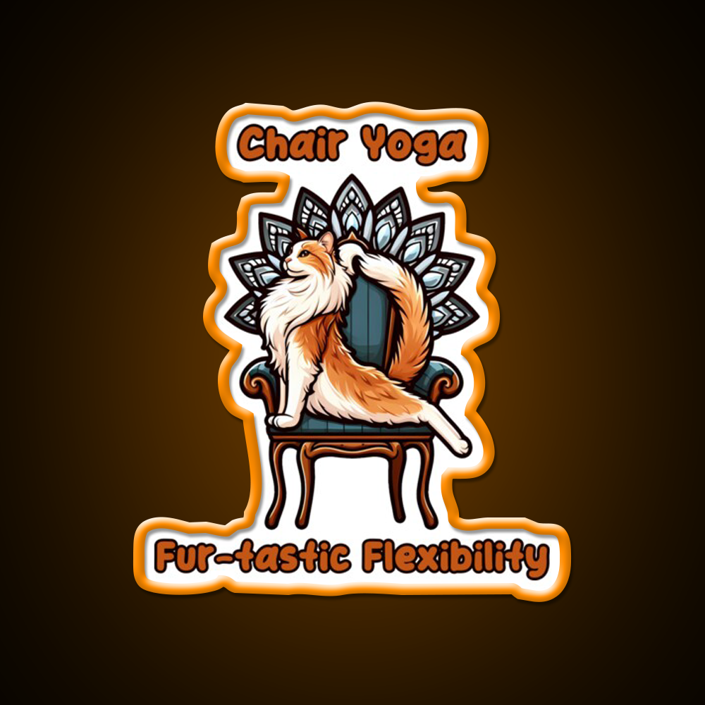 Chair Yoga Cat Pose Yoga Led Neon Sign For Wellness Space Rgb Color