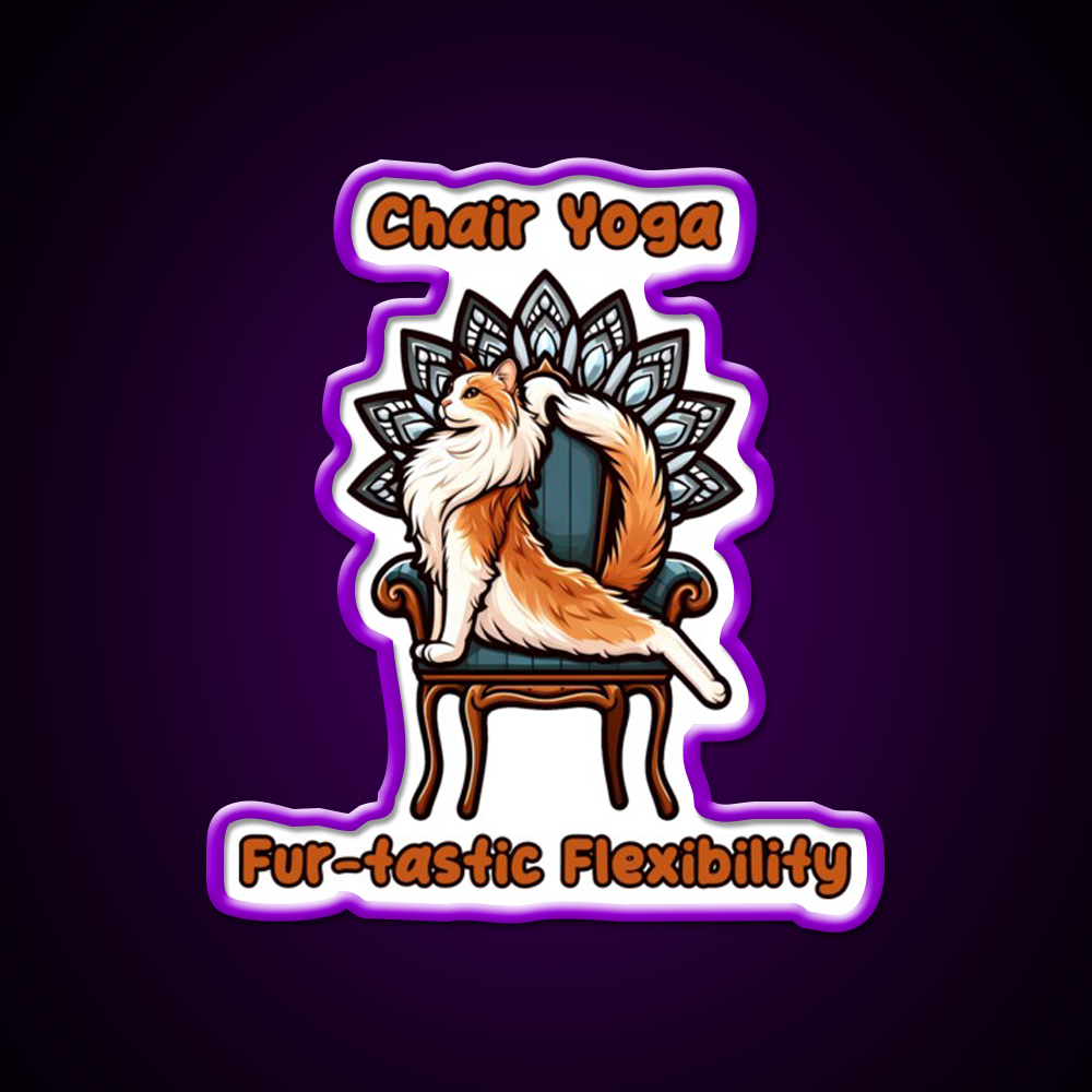 Chair Yoga Cat Pose Yoga Led Neon Sign For Wellness Space Rgb Color