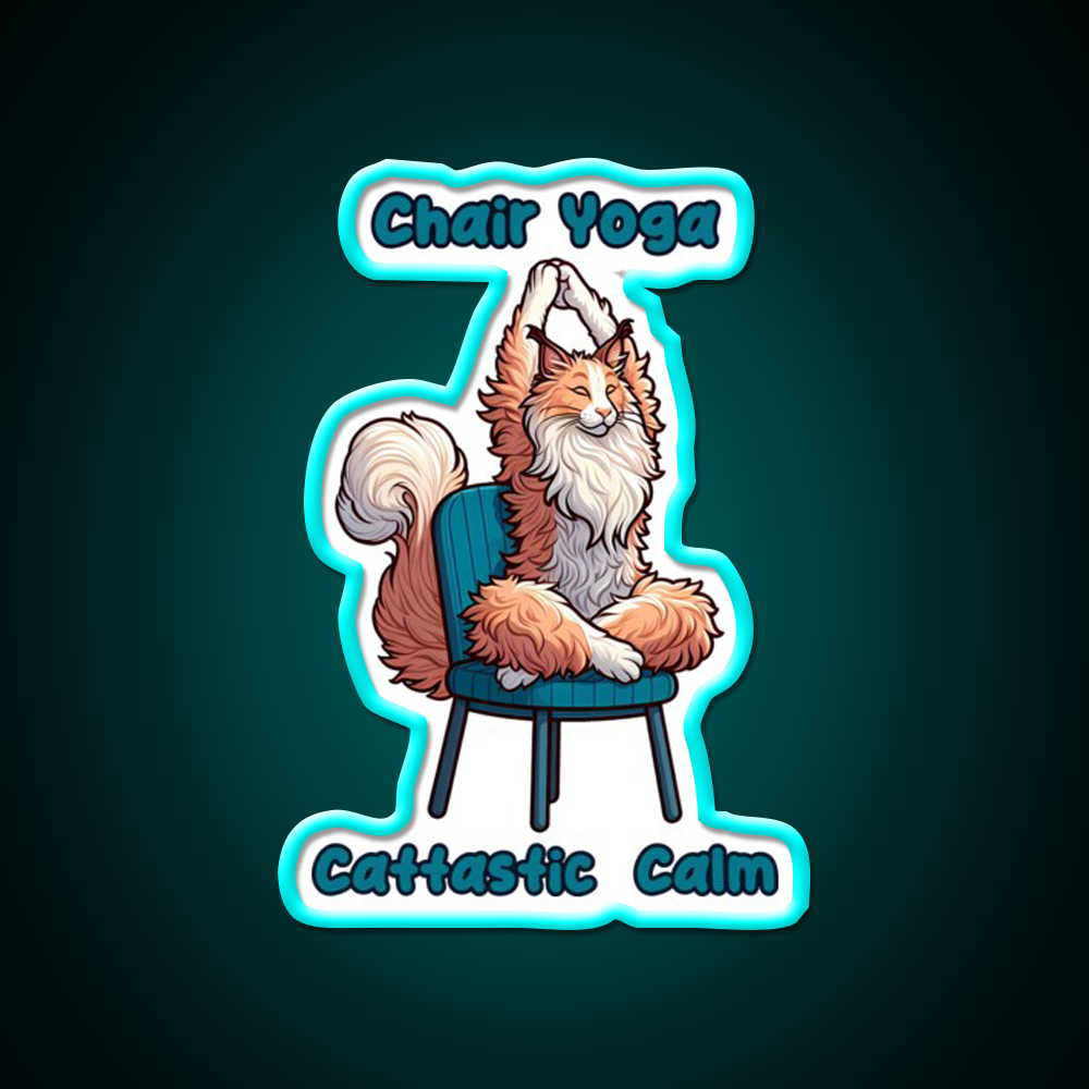 Chair Yoga Cat Pose Yoga Led Neon Sign For Wellness Space Wall Decor Rgb Color