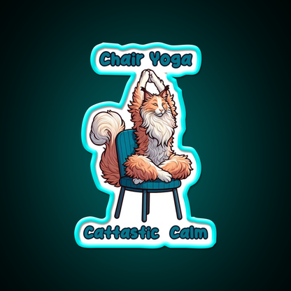 Chair Yoga Cat Pose Yoga Led Neon Sign For Wellness Space Wall Decor Rgb Color