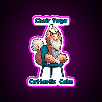 Chair Yoga Cat Pose Yoga Led Neon Sign For Wellness Space Wall Decor Rgb Color