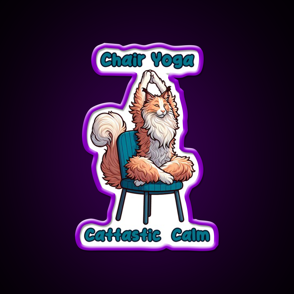 Chair Yoga Cat Pose Yoga Led Neon Sign For Wellness Space Wall Decor Rgb Color