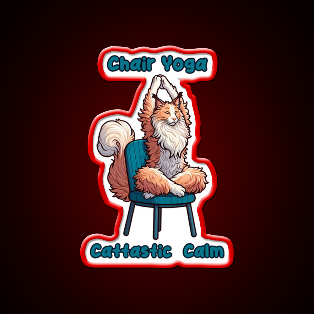 Chair Yoga Cat Pose Yoga Led Neon Sign For Wellness Space Wall Decor Rgb Color